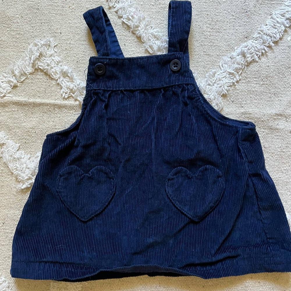 Blue corduroy baby overall dress
